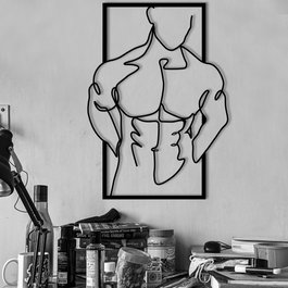 Wallity Muscular Man Escultura de Pared de Metal Negra